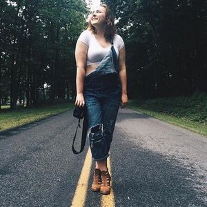 AEO Patchwork Overalls- WORN ONCE!